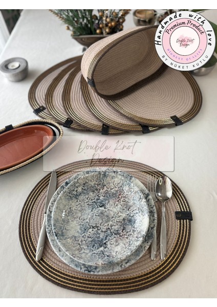 Oval Gold Detaylı Tress Supla Amerikan Servis Hediyelik Yemek Davet Masası modelleri