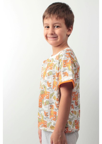Çocuksan Çocuk Tshirt Trex Baskılı Kısa Kollu Bisiklet Yaka Pamuklu modelleri