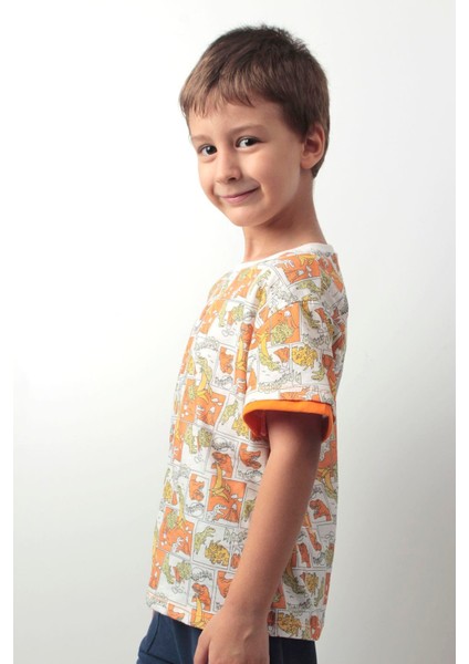 Çocuksan Çocuk Tshirt Trex Baskılı Kısa Kollu Bisiklet Yaka Pamuklu fırsatları