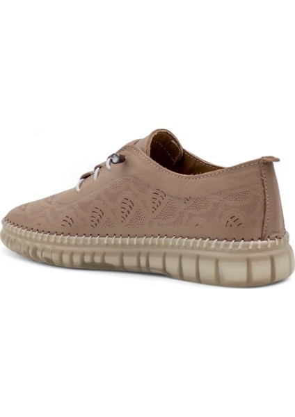 Mr White Lastik Bağlı Şeffaf Taban Hakiki Deri Kadın Günlük Ayakkabı Vizon fırsatları