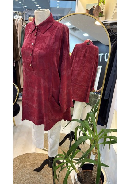 Çicek Desenli Tunik 7109 Bordo