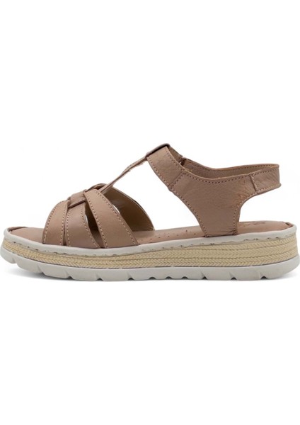 Mr White Düz Atkılı Hakiki Deri Kadın Sandalet Vizon fiyatları