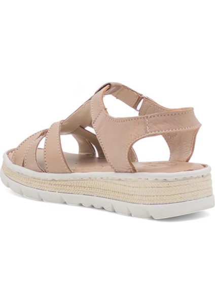 Mr White Düz Atkılı Hakiki Deri Kadın Sandalet Vizon fırsatları