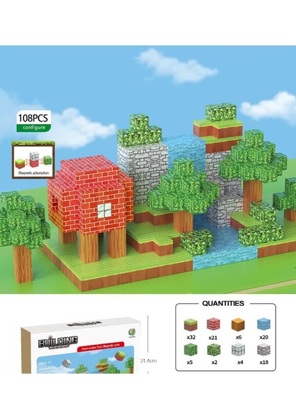 Benim Dünyam Manyetik Küp Blok Seti Model Manyetik Küp Erkek Oyuncakları Oyun Çevresel Sahne (Yurt Dışından)