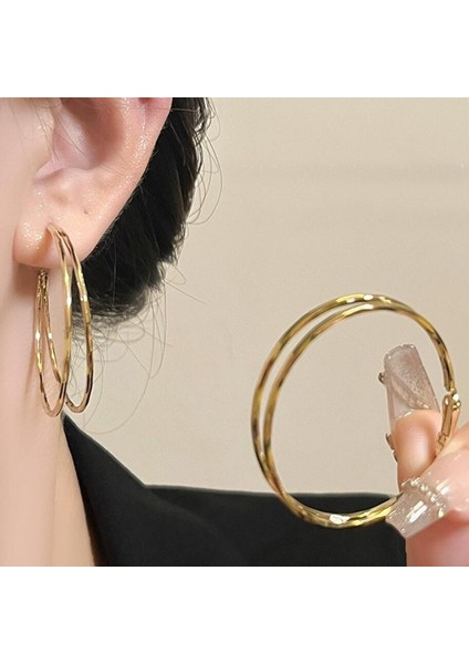 Zirkon Küpe Tasarımı Minimalist Vegan Loop Geometrik Inci Küpe (Yurt Dışından)