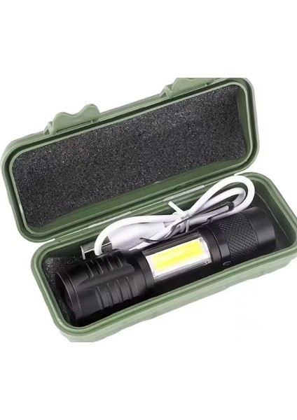 Wison WS-5454 Taktik El Feneri USB Şarj Edilebilir Kamp Feneri Cob Zumlanabilir Mini Taşınabilir El Feneri