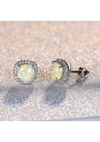 Beyaz Altın Kaplama Oluşturulan Renkli Pırlantalı Küpe (Yurt Dışından)