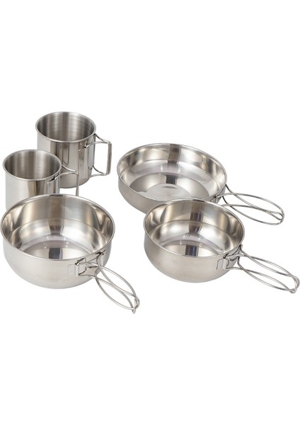 5 Parçalık Kamp Ekipman Seti - Taşınabilir Paslanmaz Çelik Tencere, Dayanıklı Paslanmaz Kupa ve Kase, Açık Hava Partileri Için (Yurt Dışından)