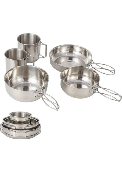 5 Parçalık Kamp Ekipman Seti - Taşınabilir Paslanmaz Çelik Tencere, Dayanıklı Paslanmaz Kupa ve Kase, Açık Hava Partileri Için (Yurt Dışından) fiyatları