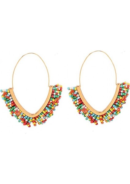 Kadının Küpeler Boncuklu Püskül Geometrik Pençe Kanca Küpeler Tatil Plaj Partisi Mücevher Hediyeler Renkli (Yurt Dışından)