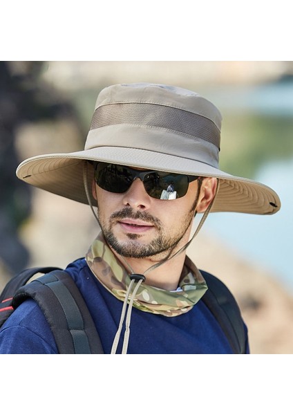 9090 Erkek Outdoor Yaz Nefes Alabilen Örgü Güneş Koruyucu Şapka 9090 Haki (Yurt Dışından)