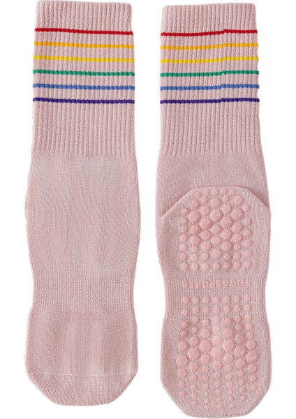 Dişli Kaymaz Yoga Çorap Bale Spor Saf Pamuklu Çorap Ter Emici Koku Geçirmez Çorap 2 Çift (Yurt Dışından)