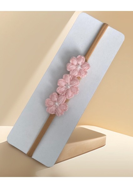 Bebek Bandana-Taç 3 Çiçekli El Örgüsü Pink Model fiyatları