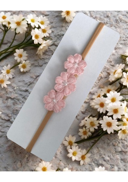 Bebek Bandana-Taç 3 Çiçekli El Örgüsü Pink Model indirimleri