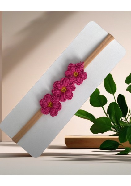 3 Çiçekli El Örgü Kasımpatı Model Bebek Bandana-Taç fiyatları