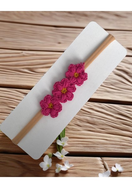 3 Çiçekli El Örgü Kasımpatı Model Bebek Bandana-Taç fırsatları