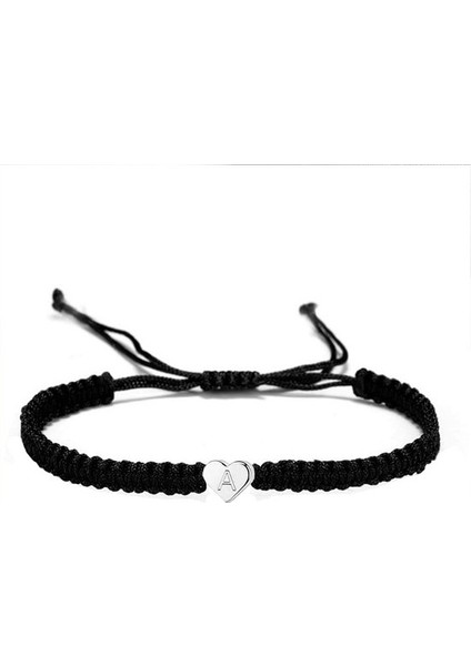 Wekity Kalp Ilk Bilezikler Kadın Hediyeler Için Mektup Kalp Charm Bilezikler Ayarlanabilir El Yapımı Halat Örgülü Bilezikler Kadınlar Genç Kızlar Için, A (Yurt Dışından)