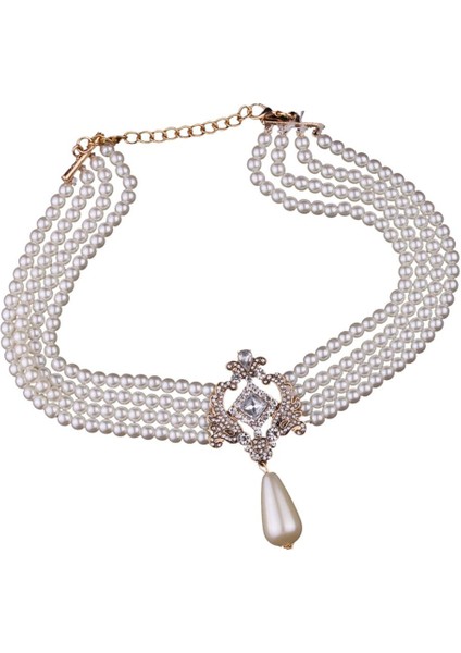 Moda ve Simüle Inci Çok Katmanlı 4 Katmanlı Choker Şık Bib Kolye Takı (Yurt Dışından)