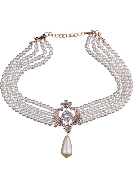 Moda ve Simüle Inci Çok Katmanlı 4 Katmanlı Choker Şık Bib Kolye Takı (Yurt Dışından)