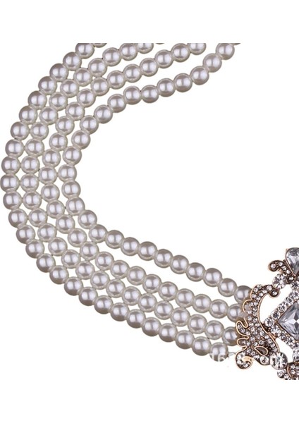 Moda ve Simüle Inci Çok Katmanlı 4 Katmanlı Choker Şık Bib Kolye Takı (Yurt Dışından)