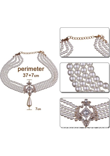 Moda ve Simüle Inci Çok Katmanlı 4 Katmanlı Choker Şık Bib Kolye Takı (Yurt Dışından)