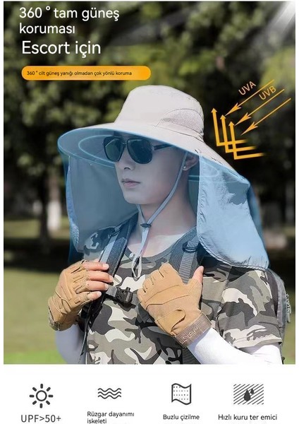 Güneş Koruma Şapkası Güneş Şapkası Nefes Alabilir Balıkçı Şapkası Dağcılık Balıkçılık Şapkası Plaj Bloz UPF50+ (Yurt Dışından) fırsatları