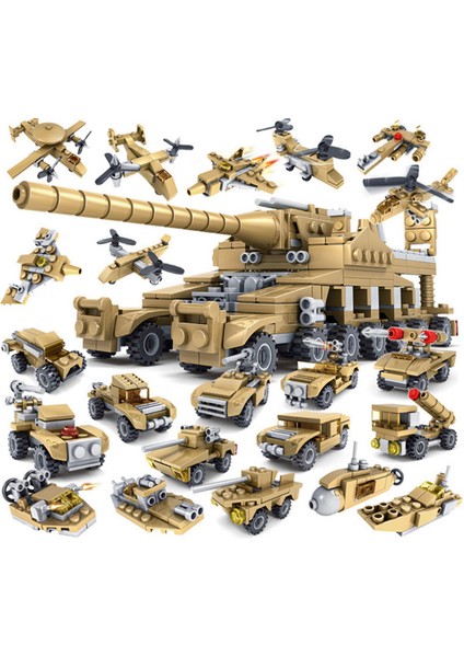 554 Parçalı Set 16'sı 1 Arada Askeri Araç Modeli Yapı Taşı Oyuncak (Yurt Dışından)