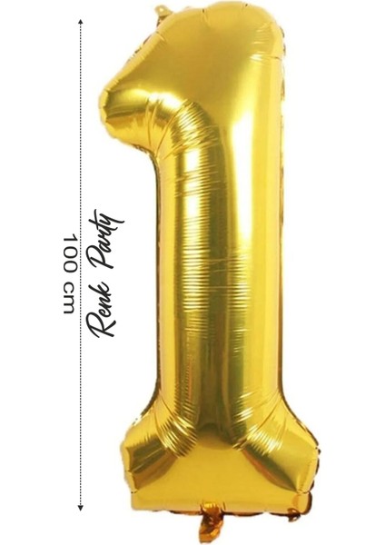 Folyo Balon 1 Rakamı Helyum Balon 100 cm Gold Renk - 1 Yaş Balonu - 1 Rakam Balon - 40 Inch