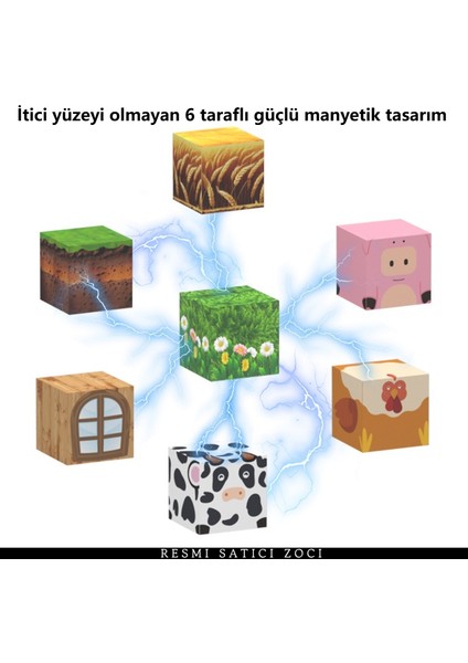 138 Adet Çiftlik Temalı Manyetik Yapı Taşları Bulmaca Montaj Çeşitli Yapı Taşları Oyuncak Aydınlatma Versiyonu (Yurt Dışından)