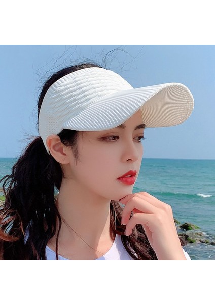 Bayan Boş Üst Doğa Sporları Sivri Kap Öğrenci Güneş Şapkası 8010 Beyaz (Yurt Dışından)