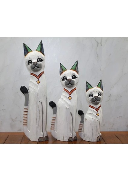 Ahşap 3'lü Kedi Seti 50 cm