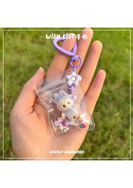 Yeni Erchuang Peluş Mini Labubu Moloz Vinil Sevimli Tahıl Bebek Yürüyüş Çantası Mobil Kolye Sevimli Anahtarlık Hediye: Pembe Oturma (Yurt Dışından)