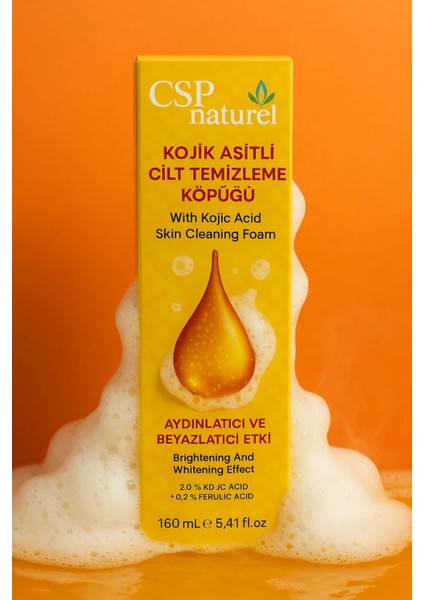 Cilt ve Yüz Temizleme Köpüğü 160 ml ( Aplikatörlü ) (Kojik Asit ) Canlı Parlak ve Aydın Görünüm