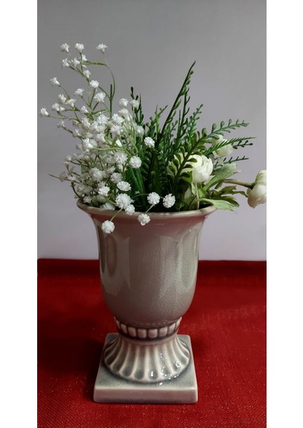 Çap 14CM Yükseklik 19CM Damarlı Ayaklı Büst Vazo Saksı 1 Adet