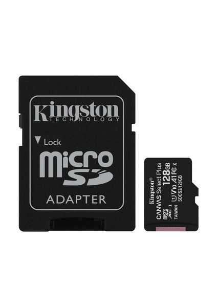 Kingston 128GB Microsdxc Canvas Select Plus 100R A1 C10 Card + Adapter