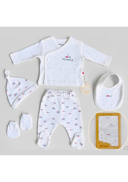 Bebessi Kız 0-3 Ay Love My Famıly 5li Set Kutulu %100 Pamuktan