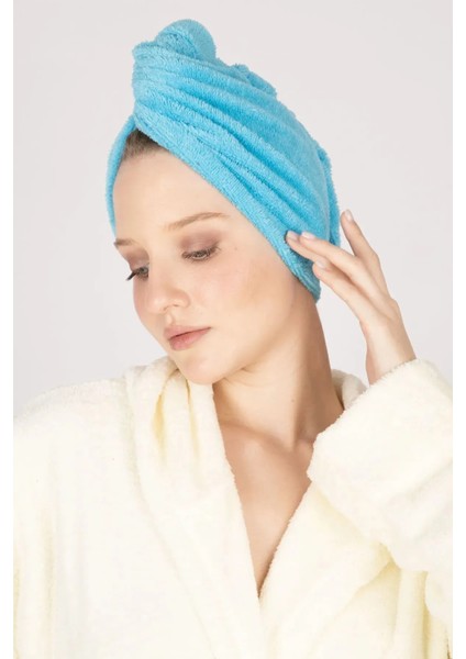 %100 Pamuk Saç Bonesi,saç Havlusu 2'li – Düğme Lastikli, Saç Kurulama Için Ideal