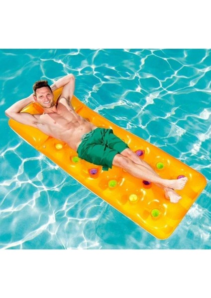 Deniz Yatağı Dik Yastıklı Bardaklı Yatak 188X71 cm Bestway - 43014 (Lisinya)
