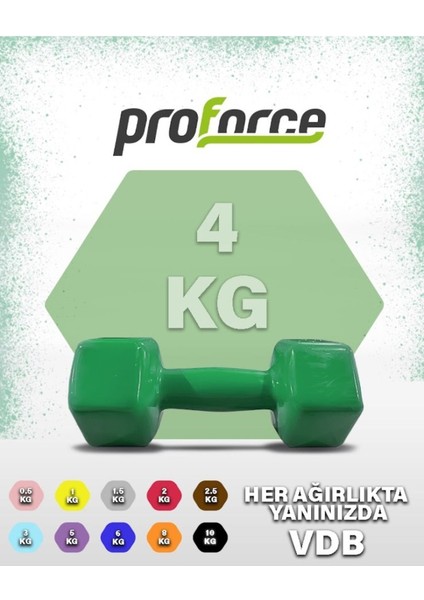 Vdb Dışı Vinil Kaplı Içi Çelik Döküm Ağırlık Dambıl 4kg -Tek Adet