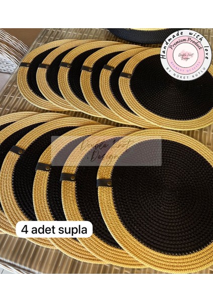 4 Adet Amerikan Servis Supla Tress Jüt Hediyelik Sunum Davet Masa Düzeni