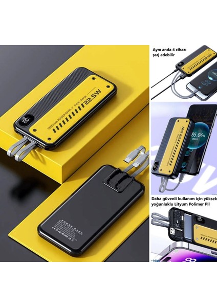 10000 Mah Hızlı Şarj Özellikli Aynı Anda 4 Cihazı Şarj Edebilen Powerbank