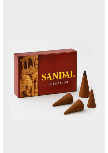 Doğal Sandal Ağacı Aromalı Konik Tütsü (Sandalwood) 10’lu Paket
