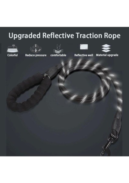 Köpekler Için Gezdirme Tasması Reflektörlü 130 cm Halat Orta ve Büyük Boy Köpekler Için Siyah modelleri