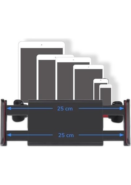 Oto Koltuk Arkası Telefon Tablet Tutucu Ayarlanabilir 360 Derece Dönebilen Pratik Stand