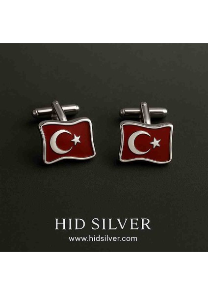 Kırmızı Mine Üstüne Ayyıldız Motifli Erkek Kol Düğmesi modelleri