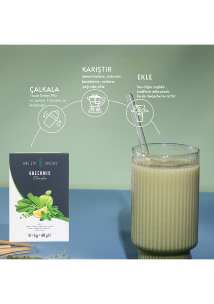 Green Mix I Bitkisel Yeşil Karışım I Freeze Dried, Glutensiz, Katki ve Koruyucusuz, Vegan I 10 x 6g indirimleri