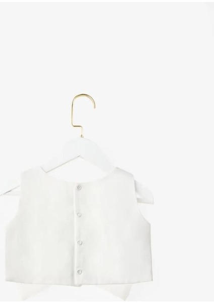 Kız Çocuk Pamuklu Beyaz Kurdele Detaylı Crop T-Shirt fiyatları