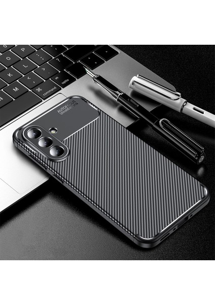Samsung Galaxy A36 Kılıf Auto Focus Karbon Tasarım Zore Negro Silikon Kapak + Hayalet Cam Ekran Koruyucu fiyatları