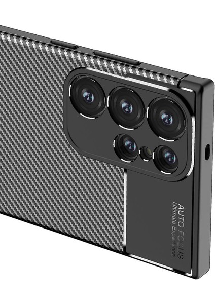 Samsung Galaxy S24 Ultra Kılıf Auto Focus Karbon Tasarım Zore Negro Silikon Kapak + Hayalet Cam Ekran Koruyucu modelleri