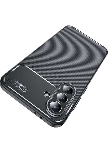 Samsung Galaxy S24 Fe Kılıf Auto Focus Karbon Tasarım Zore Negro Silikon Kapak + Hayalet Cam Ekran Koruyucu modelleri